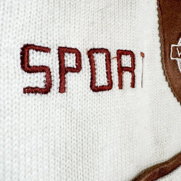 Vintage Vaurnet Paris White Kit Brown Suede Detail Pullover M - Picture 5 of 10